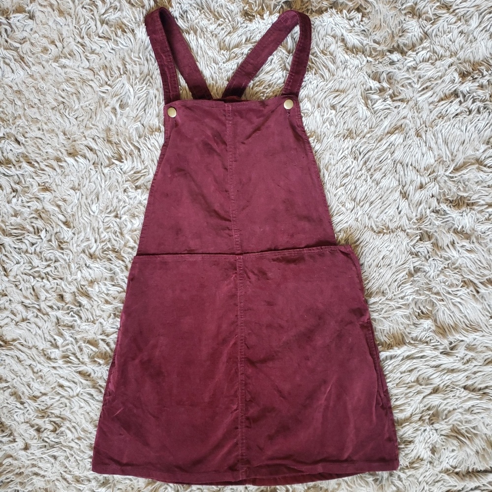 Purple Velvet Overalls Dress